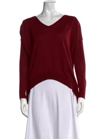 Pre-owned Zadig & Voltaire Merino Wool V-neck Sweater In Burgundy