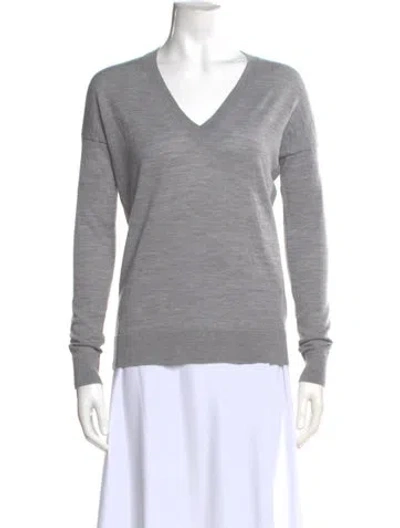 Pre-owned Zadig & Voltaire Merino Wool V-neck Sweater In Gray