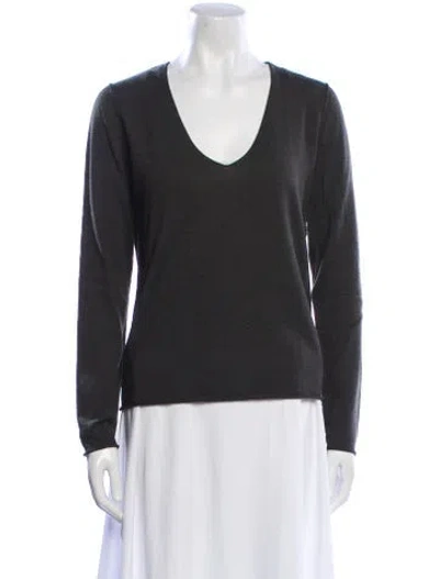 Pre-owned Zadig & Voltaire Merino Wool V-neck Sweater In Gray