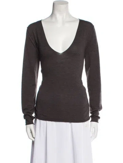 Pre-owned Zadig & Voltaire Merino Wool V-neck Sweater In Gray