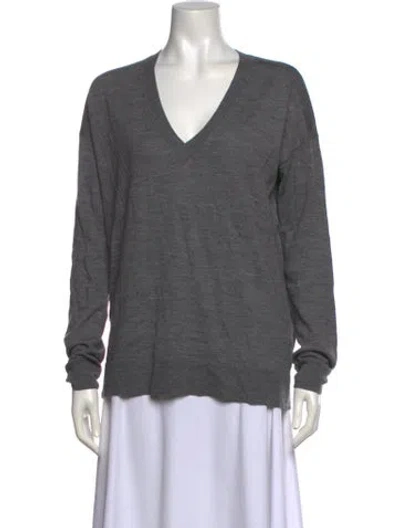 Pre-owned Zadig & Voltaire Merino Wool V-neck Sweater In Gray