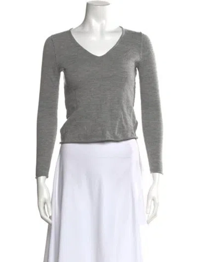 Pre-owned Zadig & Voltaire Merino Wool V-neck Sweater In Gray