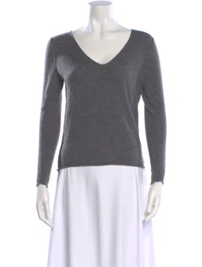 Pre-owned Zadig & Voltaire Merino Wool V-neck Sweater In Gray