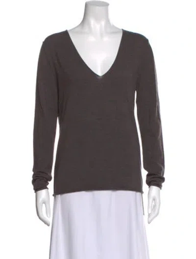 Pre-owned Zadig & Voltaire Merino Wool V-neck Sweater In Gray