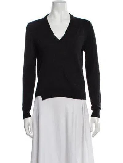 Pre-owned Zadig & Voltaire Merino Wool V-neck Sweater In Gray