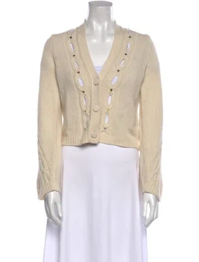 Pre-owned Zadig & Voltaire Merino Wool V-neck Sweater In Neutral