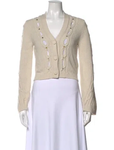 Pre-owned Zadig & Voltaire Merino Wool V-neck Sweater In Neutral