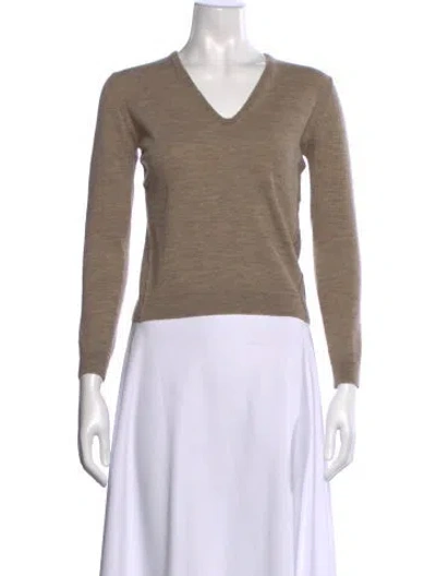 Pre-owned Zadig & Voltaire Merino Wool V-neck Sweater In Neutral
