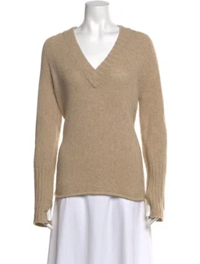 Pre-owned Zadig & Voltaire Merino Wool V-neck Sweater In Neutral