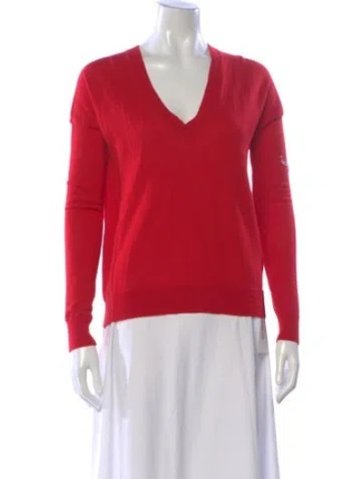 Pre-owned Zadig & Voltaire Merino Wool V-neck Sweater In Red