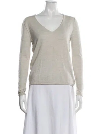Pre-owned Zadig & Voltaire Merino Wool V-neck Top In Neutrals
