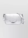 Zadig & Voltaire Metallic Shoulder Bag Adjustable Strap In Silver