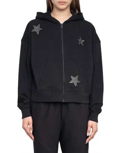 ZADIG & VOLTAIRE MIA ZIP PMO AO STARS EMBELLISHED HOODIE
