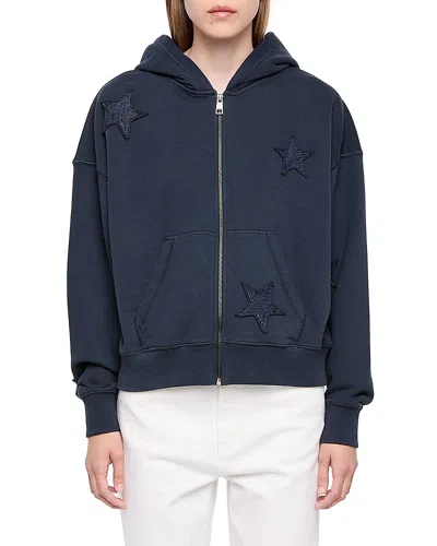 Zadig & Voltaire Mia Zip Pmo Ao Stars Embellished Hoodie In Black