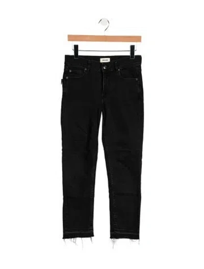 Pre-owned Zadig & Voltaire Mid-rise Straight Leg Jeans In Black