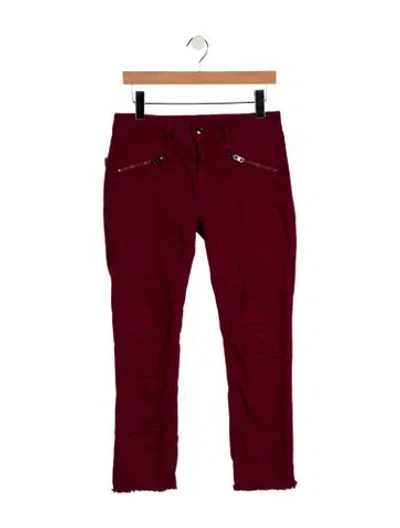 Pre-owned Zadig & Voltaire Mid-rise Straight Leg Jeans In Red