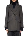 Zadig & Voltaire Miew Chevron Double Breasted Wool Blend Blazer In Brown