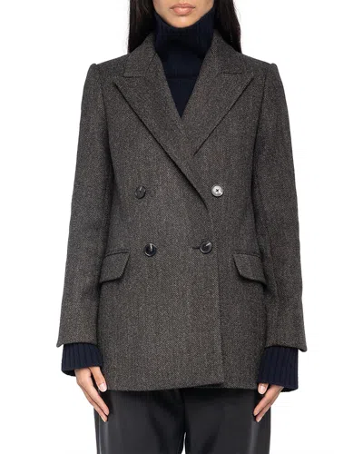 ZADIG & VOLTAIRE MIEW CHEVRON WOOL BLEND COAT