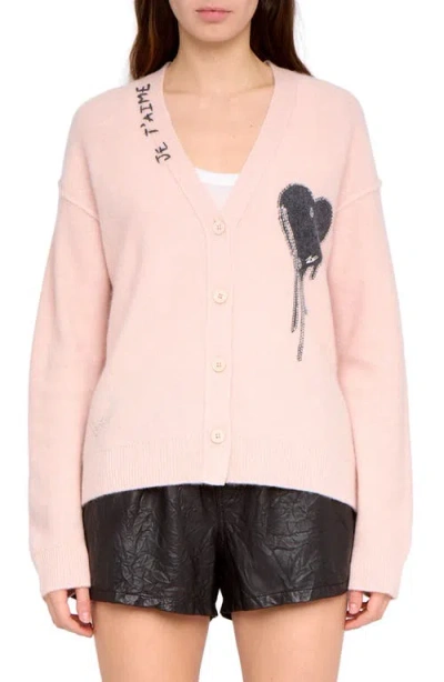 Zadig & Voltaire Mirkaz Flowin Hearts Cardigan In Pink