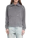 Zadig & Voltaire Womens Milly Wing-embroidered Zipped Cotton Sweatshirt Medium Grey In Gray