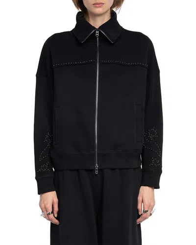 ZADIG & VOLTAIRE MILLY STUDDED ZIP SWEATSHIRT