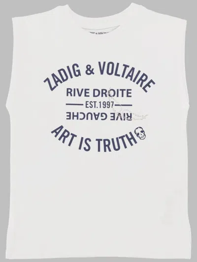Zadig & Voltaire Mini Girls Cotton Tee Shirt In Neutral