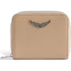 Zadig & Voltaire Mini Grained Leather Card Case In Neutral