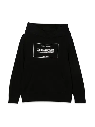 Zadig & Voltaire Mini Hooded Pullover For Boys In Black