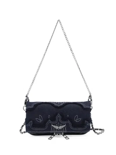 Zadig & Voltaire Mini Rock Denim Shoulder Bag In Blue
