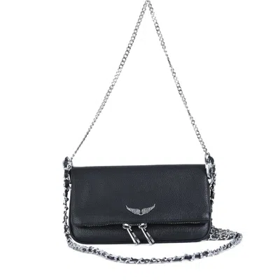 Zadig & Voltaire Mini Rock Leather Clutch Bag In Black
