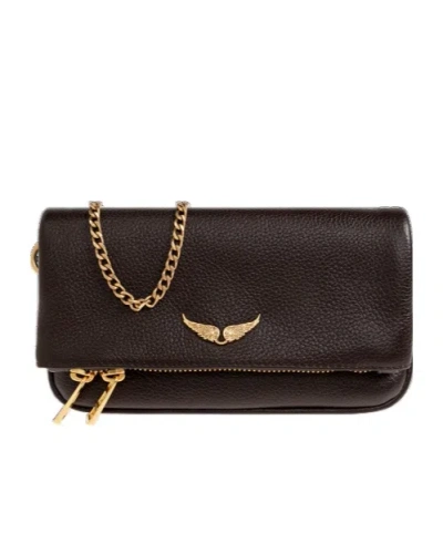 Zadig & Voltaire Mini Rock Nano Clutch Bag In Brown