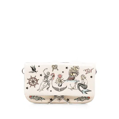 Zadig & Voltaire Mini Rock Tattoo Clutch Bag In Neutral