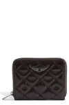 Zadig & Voltaire Mini Vintage Monogram Quilted Leather Zip Around Card Case In Brown