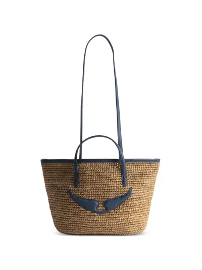 Zadig & Voltaire Mini Wings Raffia Tote Bag In Yellow
