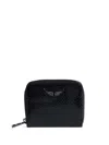 Zadig & Voltaire Mini Zv Crocodile-effect Wallet In Black