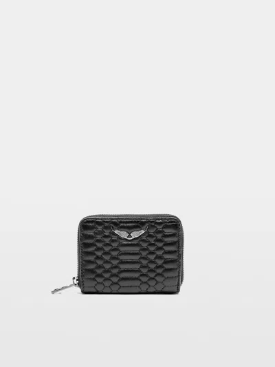 Zadig & Voltaire Mini Zv Matelasse Wallet In Black
