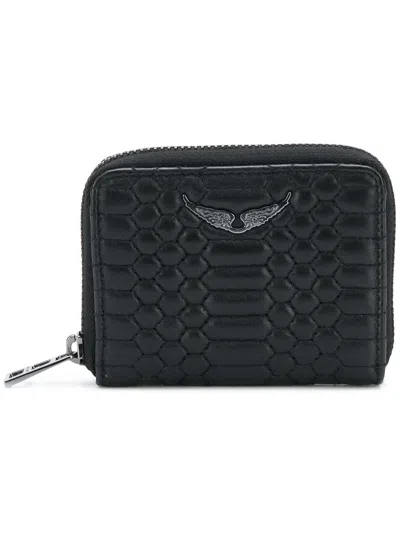 Zadig & Voltaire Mini Zv Matelassé Wallet In Black