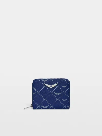 Zadig & Voltaire Mini Zv Monogram Wallet In Blue