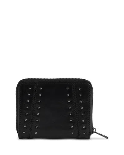 Zadig & Voltaire Mini Zv Studded Vintage Patent Leather Wallet In Black