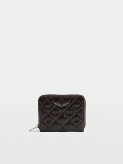 Zadig & Voltaire Mini Zv Vintage Monogram Wallet In Brown