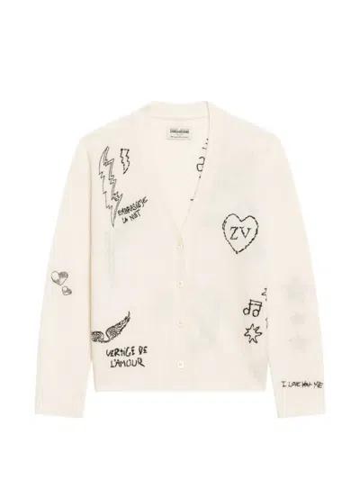 Zadig & Voltaire Mirkaz Cardigan 100% Cashmere In Neutrals