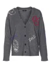 Zadig & Voltaire Mirkaz West Graph Embroidered Cashmere Cardigan In Animal Print