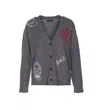 Zadig & Voltaire Mirkaz West Graph Embroidered Cashmere Cardigan In Gray