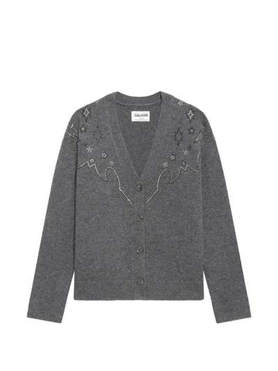 Zadig & Voltaire Mirkaz Cashmere Cardigan In Grey