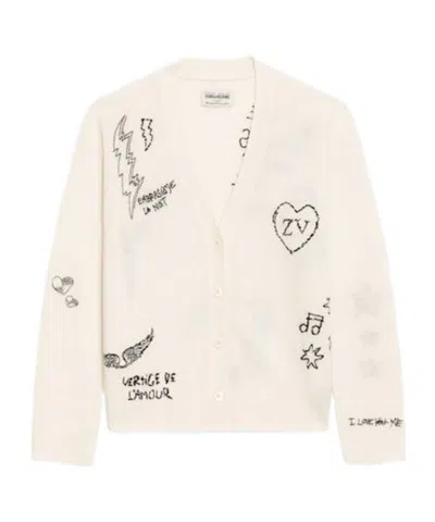 Zadig & Voltaire Mirkaz Cashmere Cardigan In White