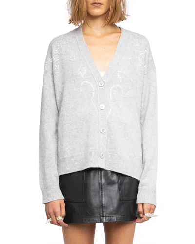 Zadig & Voltaire Mirkaz Cashmere Cardigan In Silver