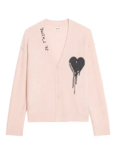 Zadig & Voltaire Mirkaz Heart-detail Cardigan In Pink