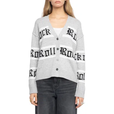 Zadig & Voltaire Womens Light Grey Mirkaz Jacquard-pattern Wool And Cashmere Blend Cardigan In Gray