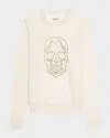 Zadig & Voltaire Womens Ecru Miss Round-neck Skull-embellished Cashmere Jumper In Neutral