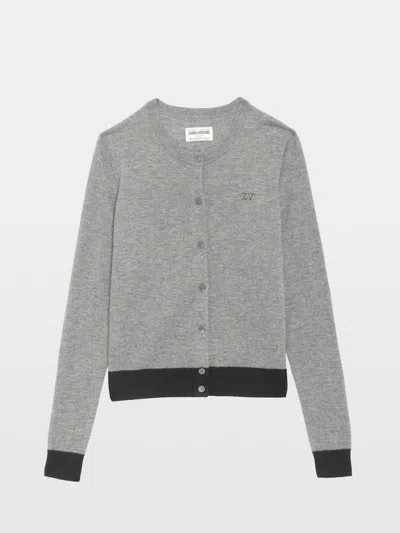 Zadig & Voltaire Missya Cashmere Cardigan In Gray